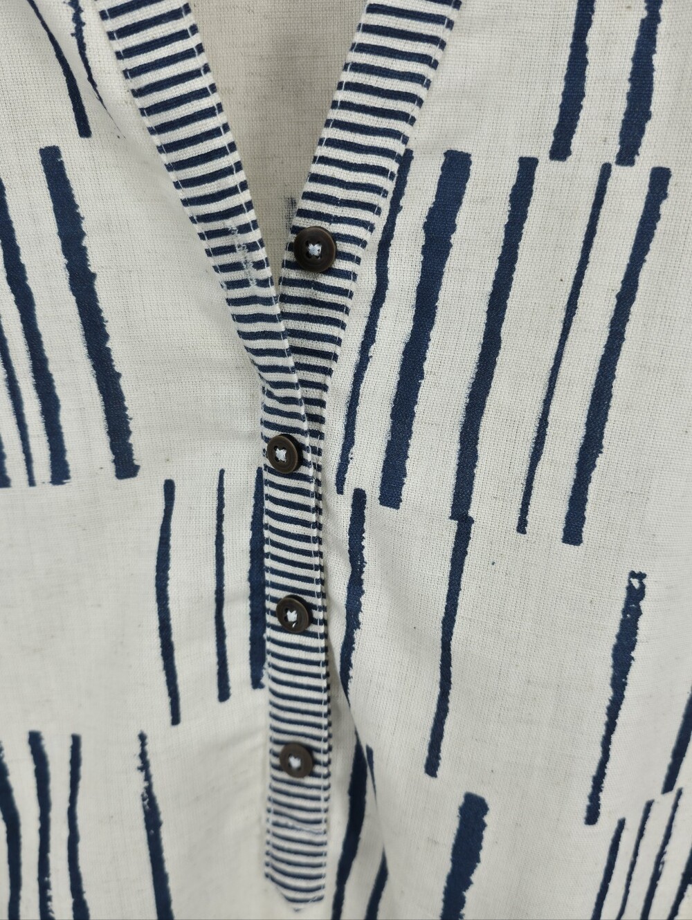 Utsa Cotton Linen Blend Coastal Lagenlook Abstract Tunic Hi Low Small - Picture 7 of 15